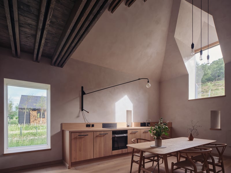 Five buildings on the Ballater property have been renewed or repurposed as a home, studio and orangery for the owners