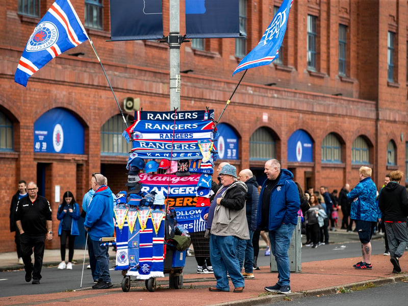 Scarves and flags on display outside Ibrox for Rangers' return to their traditional home.