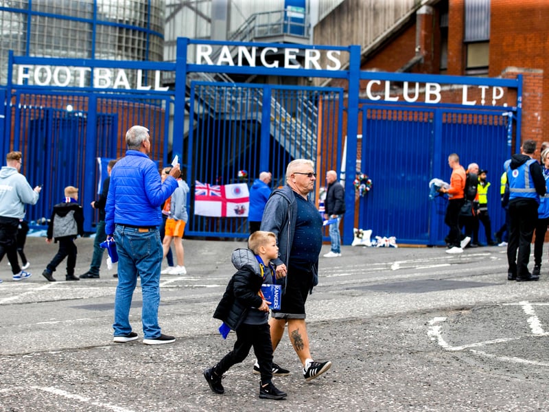 Rangers fans outside the main gates to Ibrox ahead of kick-off against Dundee.