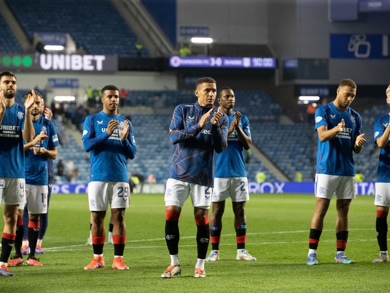 Rangers players applaud their supporters after marking their return to Ibrox with a 3-0 win over Dundee.