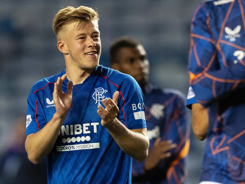 Rangers midfielder Connor Barron applauds the fans after the 3-0 win over Dundee at Ibrox.