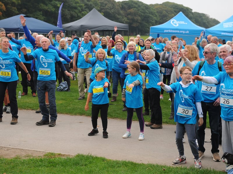 The walkers warm up.