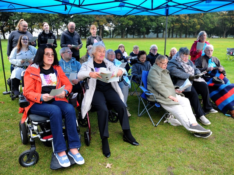 The Giving Voice choir who sang for the walkers.