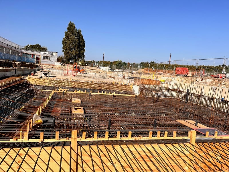 Portsmouth City Council has issued an update on the progress of Hilsea Lido.
Pictured: The base of the pool full of steel bars, ready for the final concrete pour.