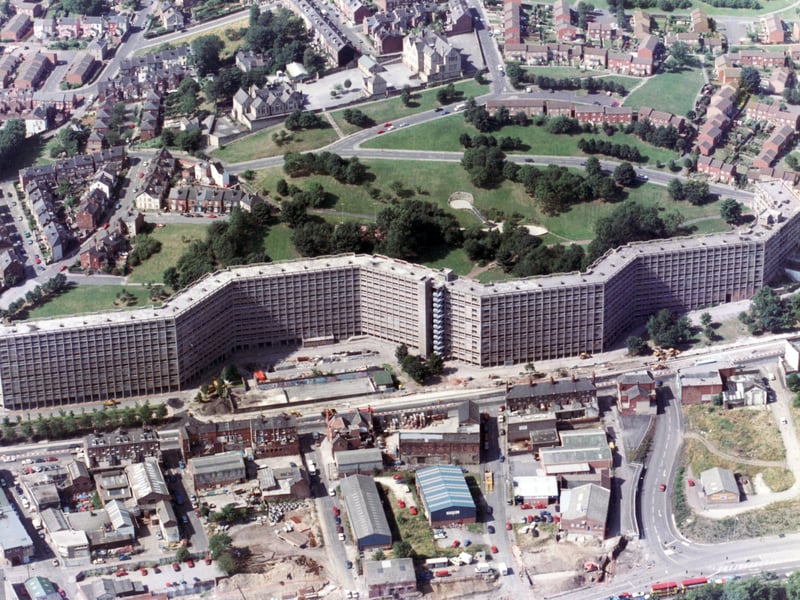 An aerial view of Sheffield's Kelvin flats in August 1994