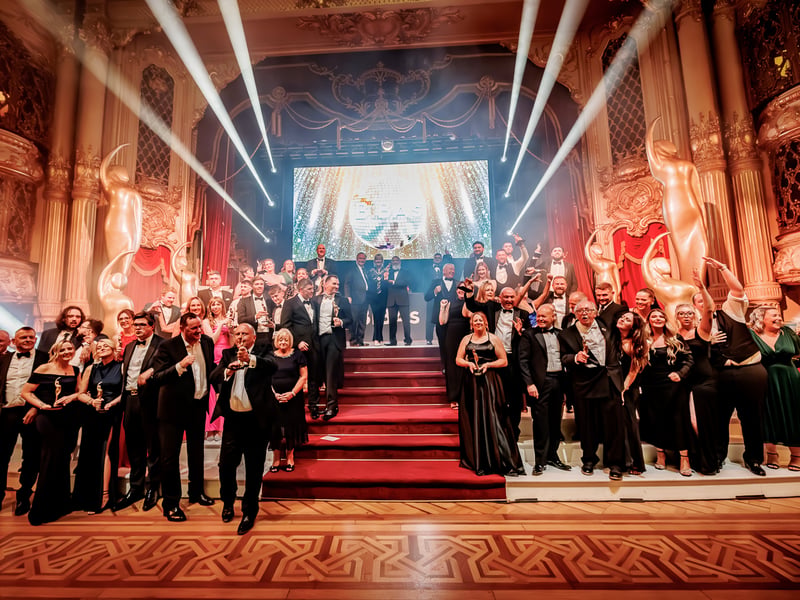 The 2024 BIBAs Awards winners on stage at the Blackpool tower ballroom.