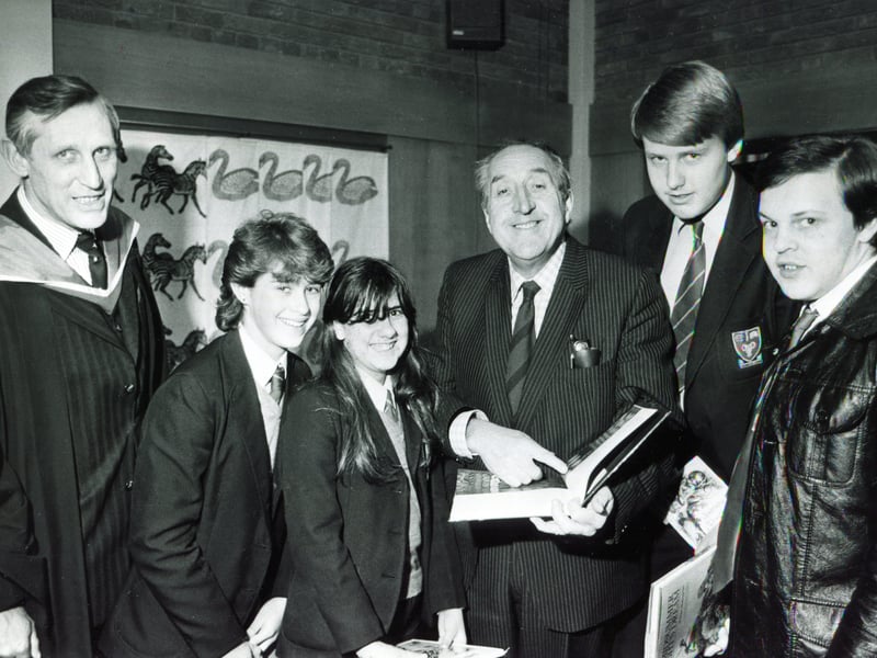 Gardener and television and radio personality Ted Moult at a prizegiving ceremony at Eckington School in April 1994
