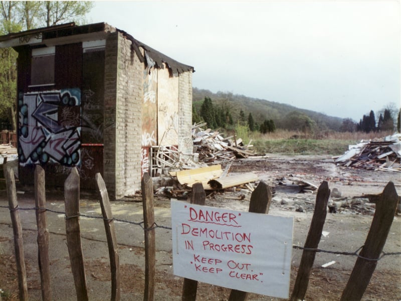 Demolition work well under way at Millhouses Lido in April 1994