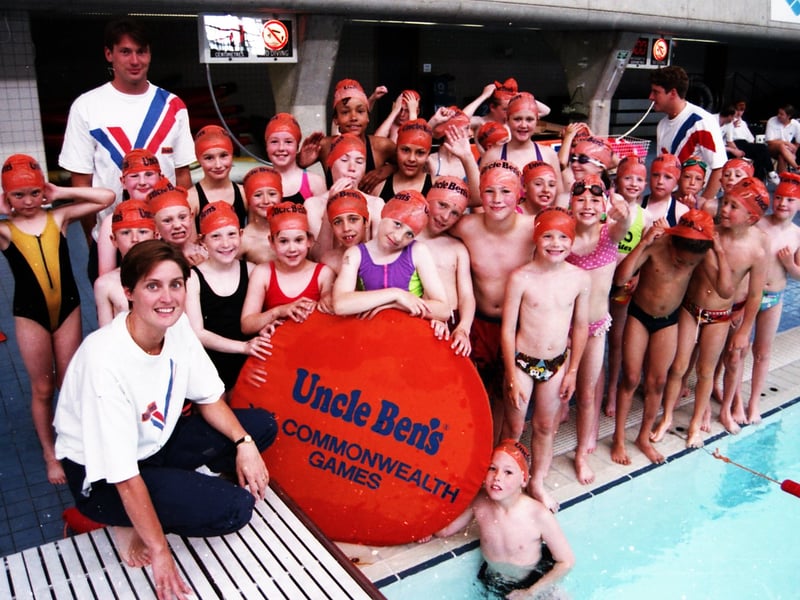 Sheffield children do a sponsored swim in June 1994 to raise money for the Commonwealth Games