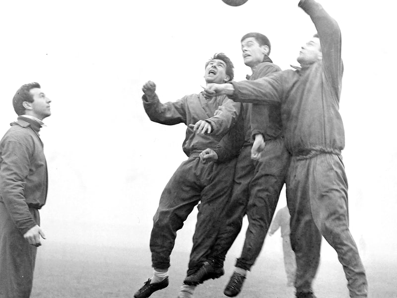 Blackpol FC legend Jimmy Armfield is pictured here in January 1964 keep a watching brief on team mates ahead of an FA Cup replay with West Brom. Jimmy, left, is pictured with John McPhee, âMandyâ Hill and Ray Charnley. Cruel luck was at play, The Gazette reported, as Pool went down 1-0 at Bloomfield Road