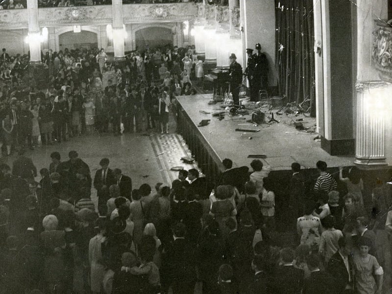 Rolling Stones concert in the Empress ballroom, Blackpool 1964. It ended when fans stormed the stage