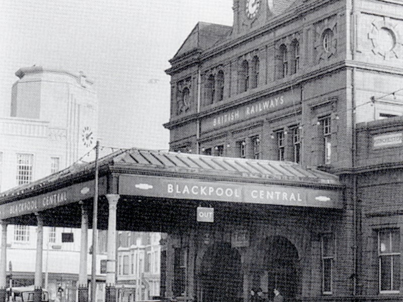The main entrance to Blackpool Central in 1964