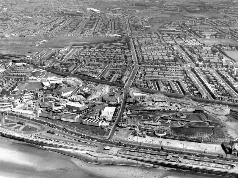 Blackpool Pleasure Beach was still in two parts - the Watson Road overpass yet to be built - when this aerial picture was taken in 1964