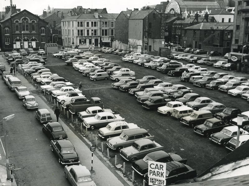 Land at the corner of Winifred Street and Albert Road , Blackpool in 1964, to be developed as a multi- storey car park - Hounds Hill Car Park. This car park was itself demolished because of building defects and the extension to the new Houndshill shopping centre, including Debenhams (opened in 2008) was built in it's place with a multi-storey car park above the shopping area