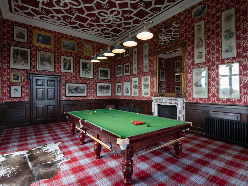 The games room at Carbisdale, for unwinding after a day on the estate