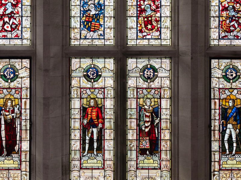 Detail from a window at Carbisdale Castle.