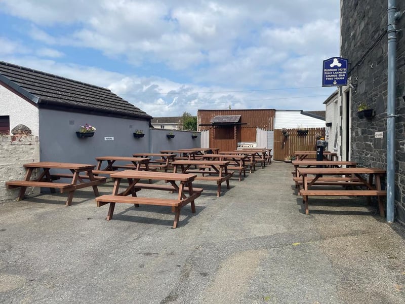 The hotel's large beer garden.