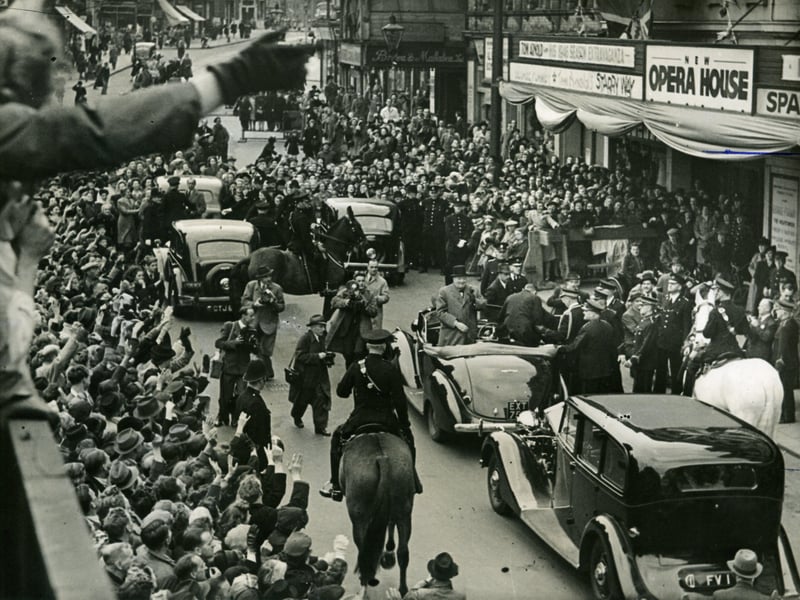 Winston Churchill arrives at the Winter Gardens Blackpool in 1946