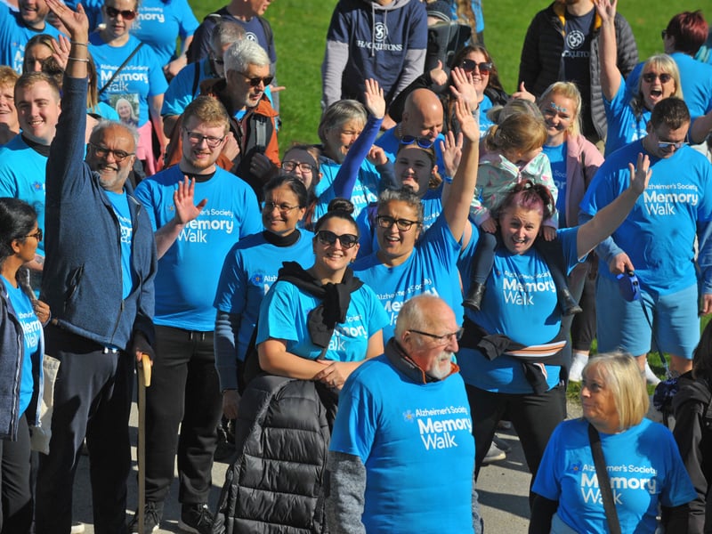 All smiles as walkers set off. (pic by Steve Riding)