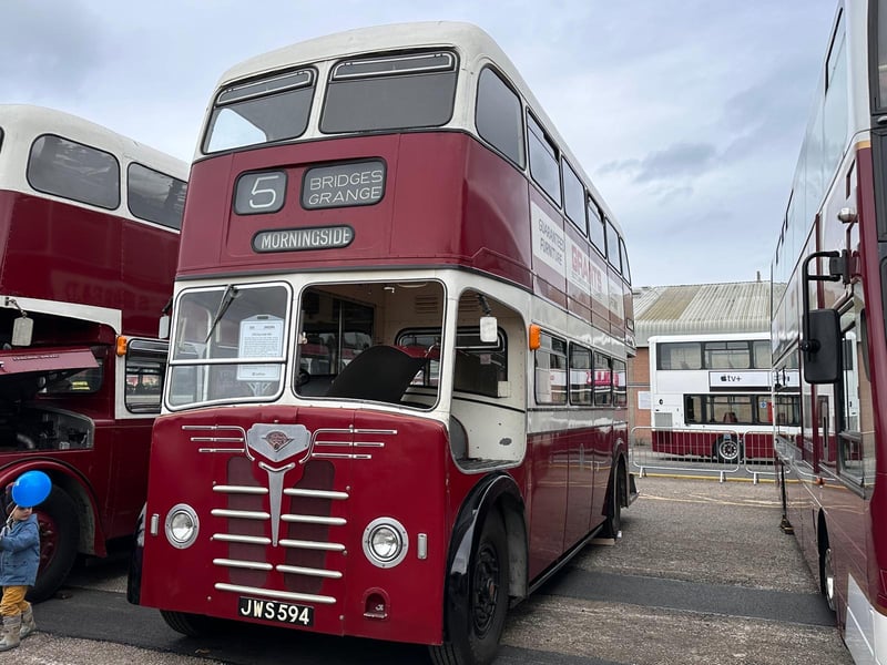 This vehicle entered service with London Transport in 1943 and ran there until 1951/2. Due to tram replacement, Edinburgh purchased 60 of these vehicles and re-purposed the chasis fitting it with a Duple/ Nudd lightweight body. In 1959 it was 'facelifted' with the fibreglass tin front that had become the Edinburgh Corporation standard.