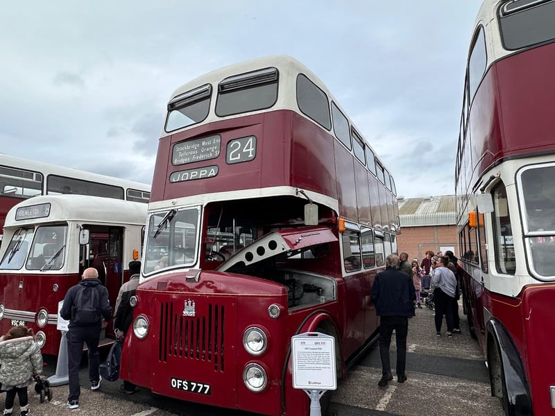 This vehicle was one of the last batches of 300 similar buses, bought between 1954 and 1957 as part of the tram replacement fleet. It entered service in January 1957 from Central Garage, but was soon transferred to Leith Garage, returning in 1970. In 1974 it entered the LRT training fleet and continued in this role until its sale in 1986.