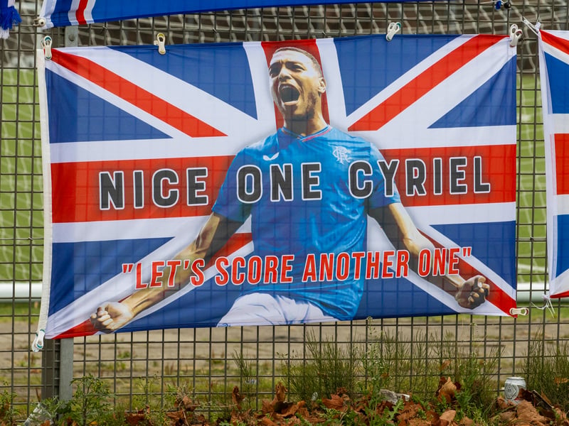 Rangers' fan-made merchandise outside of Ibrox.