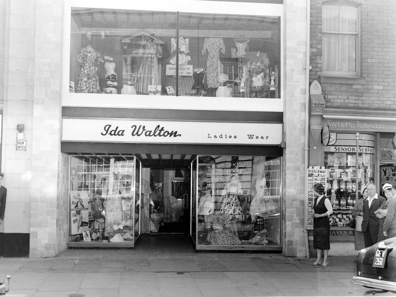 Ida Walton's ladies wear shop at 23 Waterloo Road in 1960. Situated opposite the  post office, to the left of the property is the market, today modernised and renamed the Victoria Centre