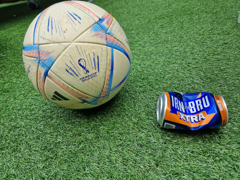 When footballs were banned in the playground at Tynecastle High School in the 90s, pupils simply found what they could, usually an empty juice can or bottle and held mass games, with buckets normally used as goal posts. And with tin cans flying about on the concrete playground 'pitch', there was often quite a few injuries!