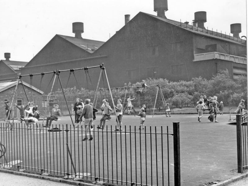 Carbrook Recreation Ground, Carbrook Park, off Manningham Road, Attercliffe, with Brown Bayley's Steel Works in the background