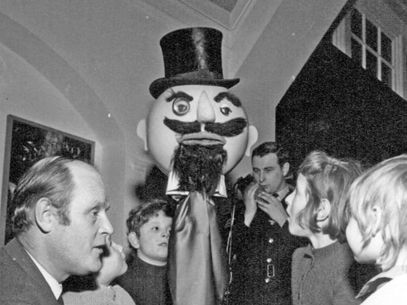 Road safety mascots looked very different back then. Pictured is 'Bertie Beacon' during a visit by police to Wadsley Bridge Infant and Junior School, Penistone Road North, in 1972
