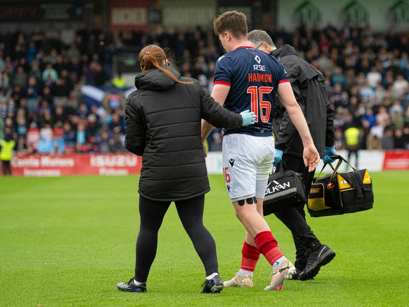 The club confirmed Harmon would not require an operation on his recent ankle injury but the Staggies still "expect him to be unavailable for a period of 10-12 weeks." He is definitely out of Sunday's game at Dingwall.