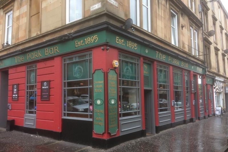 The Park Bar on Argyle Street is a classic pub. It's folk sessions have become legendary, adding to its status as one of Glasgow's great traditional pubs. 1202 Argyle St, Finnieston, Glasgow G3 8TE.
