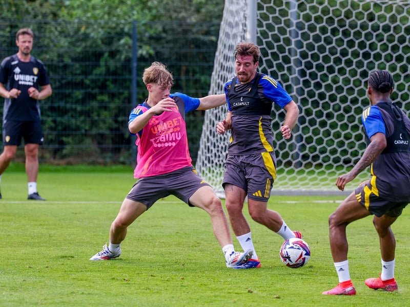 Teenager Chambers (L) made his professional debut in the home win versus Plymouth last month and even scored against Harrogate in pre-season. He could be in line for some minutes when the League Two side arrive at Elland Road.