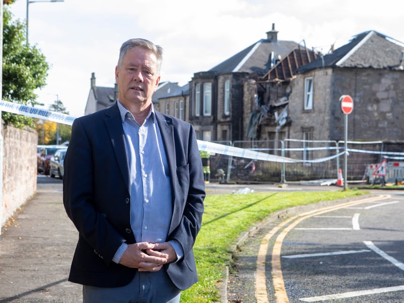 Keith Brown, who is the MSP for Clackmannanshire, near Kellie Place following the explosion. He has praised the emergency services for the way in which they have responded to the incident