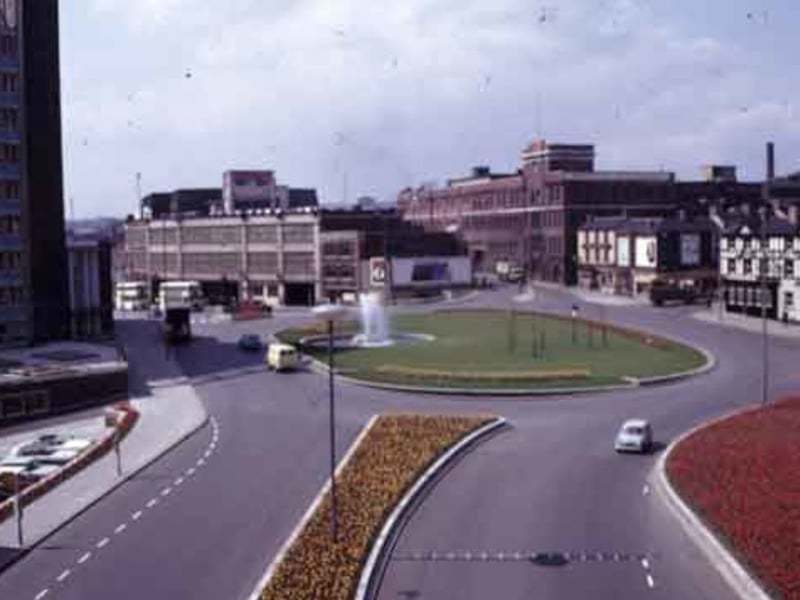 Sheaf Street and Sheaf Square roundabout, with the Howard Hotel to the right