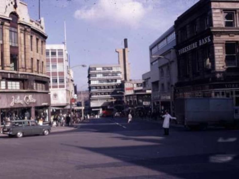 Haymarket viewed from Commercial Street, with Castle Market in the background