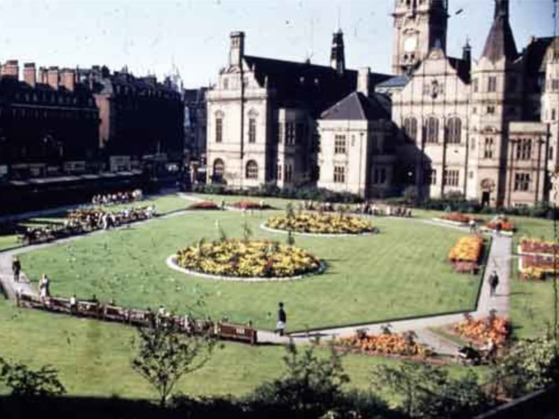 St Paul's Gardens/Peace Gardens, showing Sheffield Town Hall