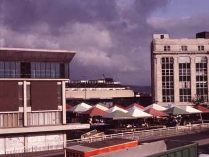 Exchange Street (latterly Exchange Place), showing Sheaf Market and Setts Market