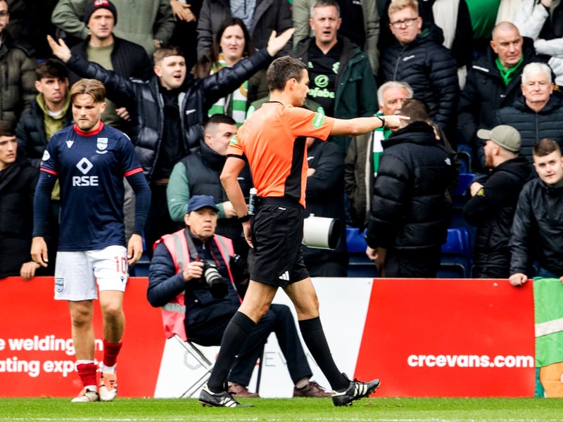 Celtic fans show their disagreement with the Ross County penalty decision.