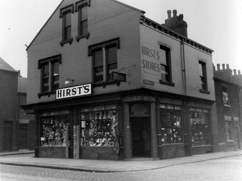 Beeston Road in September 1937. This photos shows Hirst Stores at numbers 24 to 26 Beeston Road. Number 26 is on the junction with Sykes Street, number 24 with Miller Street.