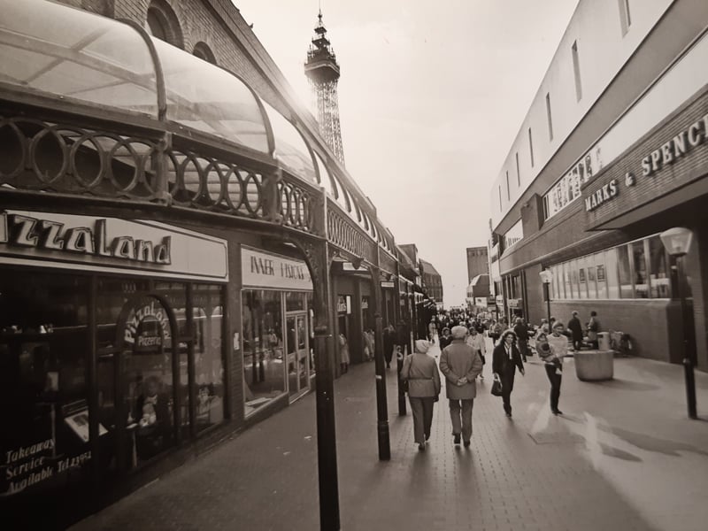 A view of Victoria Street, Blackpool in March 1986. Remember Pizzaland? And Marks and Spencer, still there today, on the right