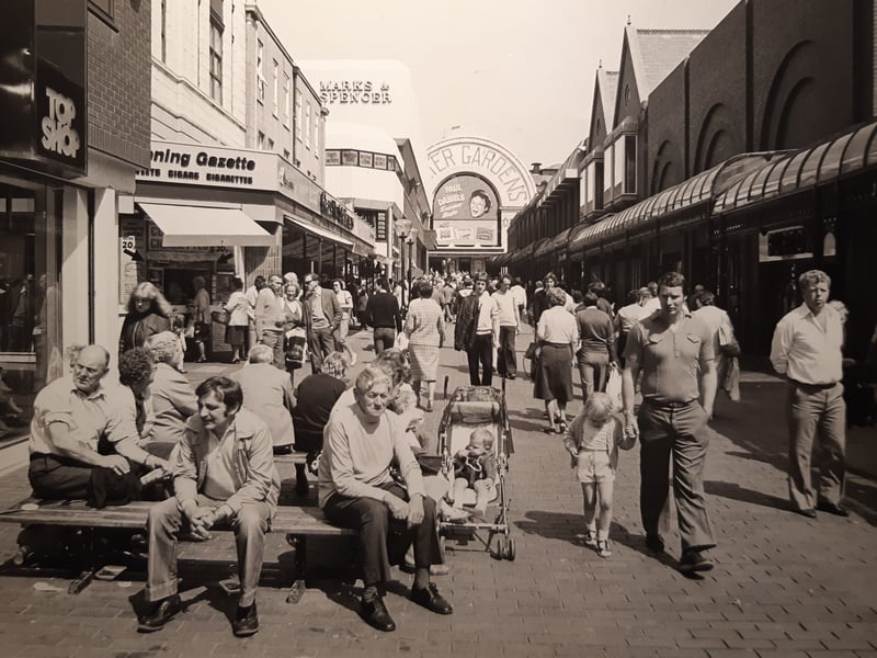 A busy scene in Victoria Street, Blackpool, May 1983