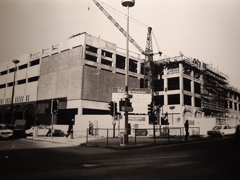 Supermarket Fine Fare under construction in Blackpool on the corner of Talbot Road and Dickson Road