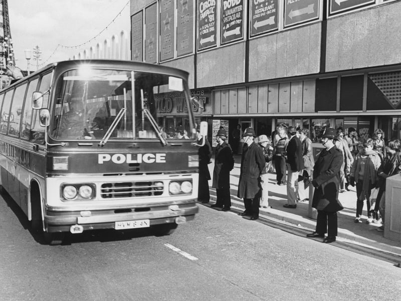 Right to work march, police preparations - Central Promenade, Blackpool
October 16, 1981