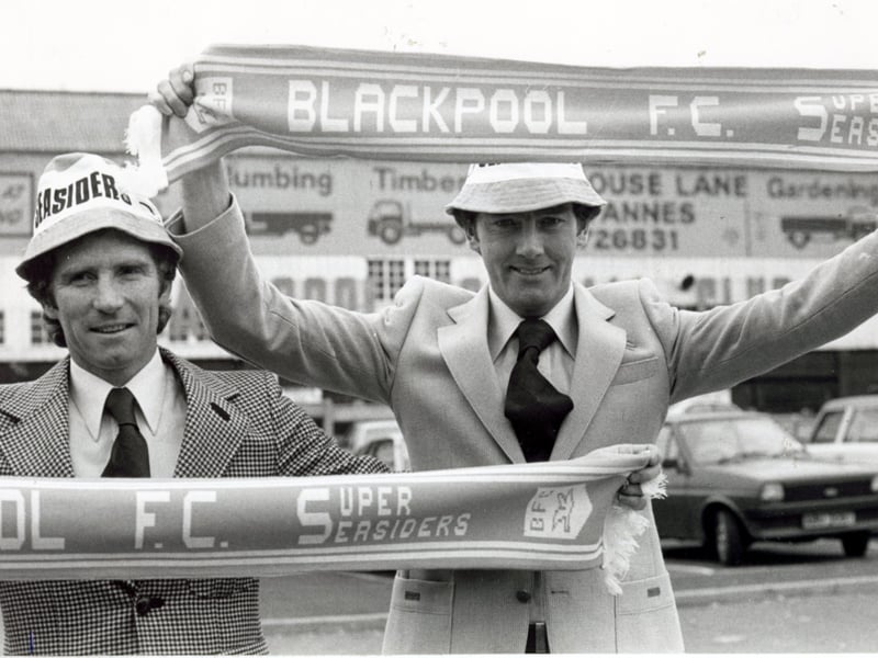 Alan Ball and Ted MacDougal when they signed for Blackpool in 1980