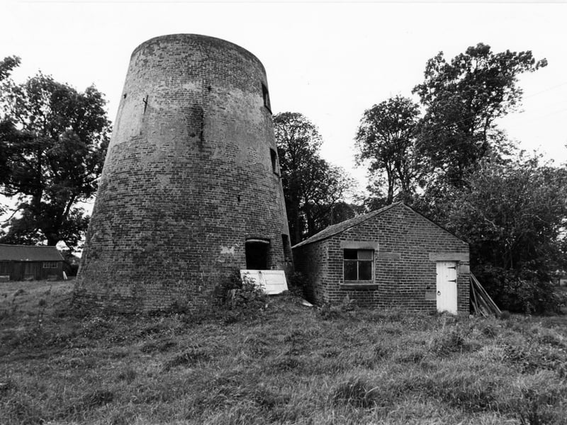Wrea Green Windmill pictured in July 1982 shortly before work started to convert it into a luxury home. The mill dates from the 1770s, it was converted to steam in the 1860s but was badly damaged when a boiler exploded and set the building on fire, putting an end to it's working life