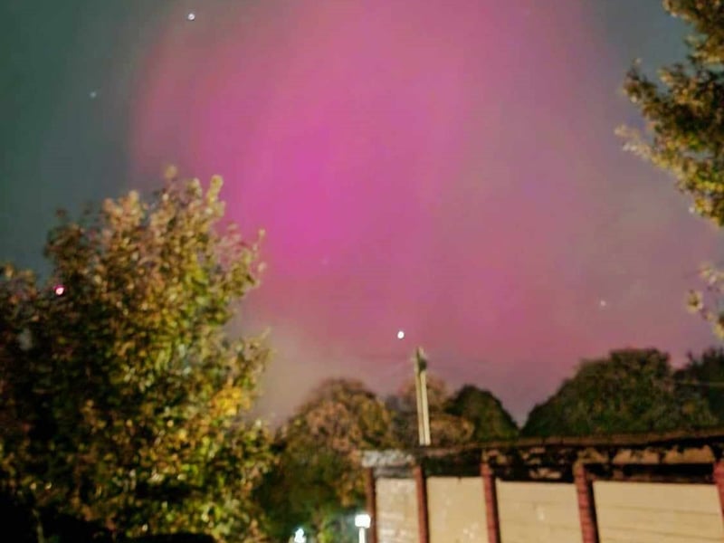The Northern Lights lit up the skies with bright pink hues visible on Thursday across England