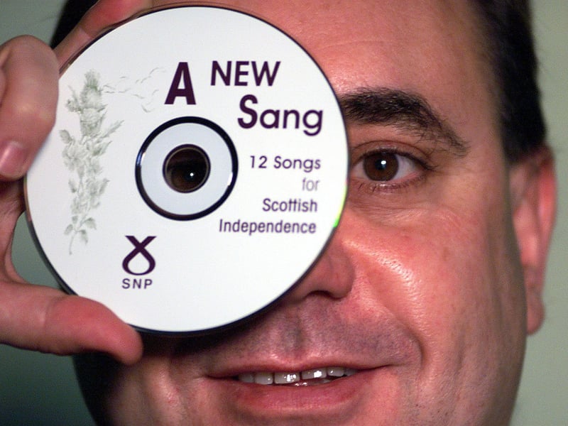 SNP leader Alex Salmond helps launch the "A New Sang" CD, featuring 12 songs dedicated to Scottish independence, at the party's offices on North Charlotte Street in 1999