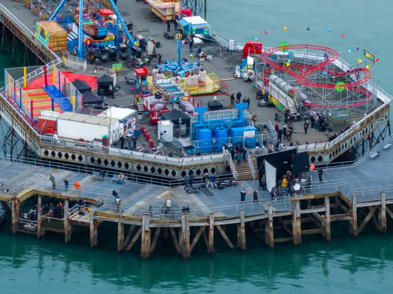 South Parade Pier has been transformed into a film set as A-listers including Ryan Gosling and Sandra Huller shoot scenes for Project Hail Mary.
Picture: Marcin Jedrysiak