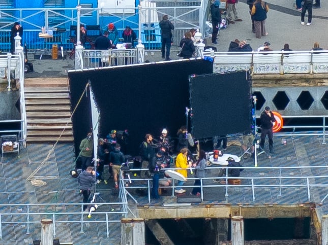 South Parade Pier has been transformed into a film set as A-listers including Ryan Gosling and Sandra Huller shoot scenes for Project Hail Mary. 

Picture: Marcin Jedrysiak 